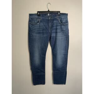 7 For All Mankind The Straight Jeans Men's Sz 38x34 Dark Wash Cotton Blend
